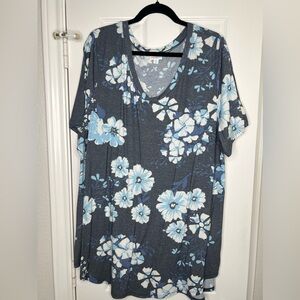 Lularoe Tunic Shirt Iris Womens 2XL  Short Sleeve V Neck Top